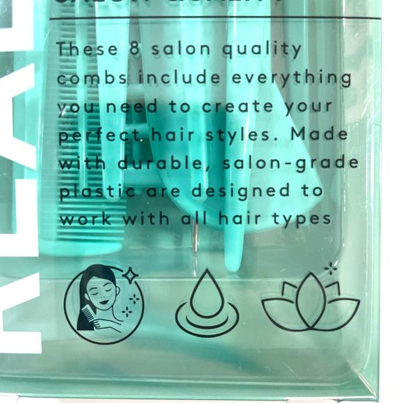 NWT Real Simple Set Of 8 Piece Styling Combs Different Shapes All Type Hair - Picture 5 of 5